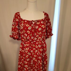 Floral Red Dress